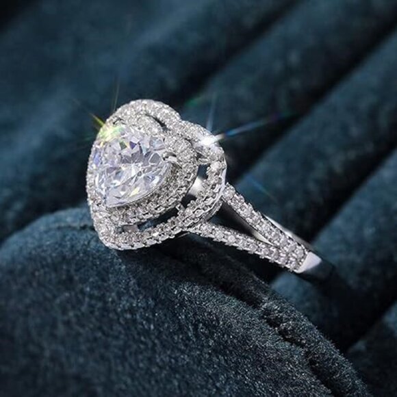 ❤Sweet Pure CZ Double Layer Cross Fashion Heart Rings for Women, MARR9016 - Picture 4 of 9